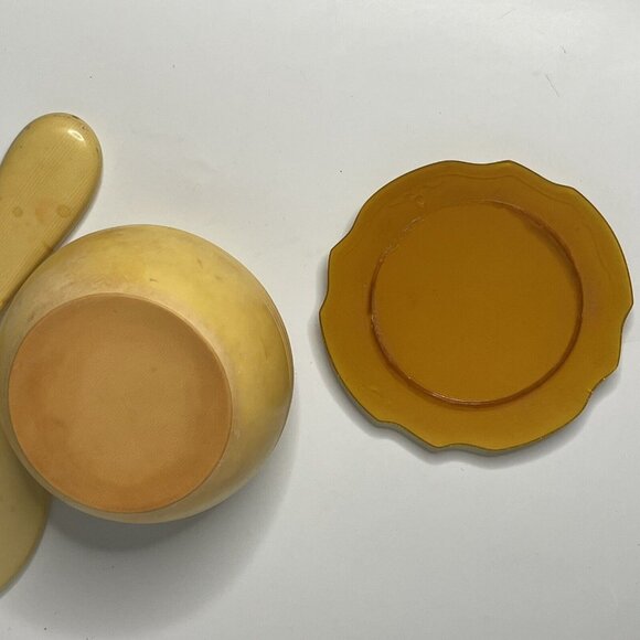 Vintage Vanity Set 3 pieces Hand Mirror, Box Container Powder with Lid - Picture 4 of 16